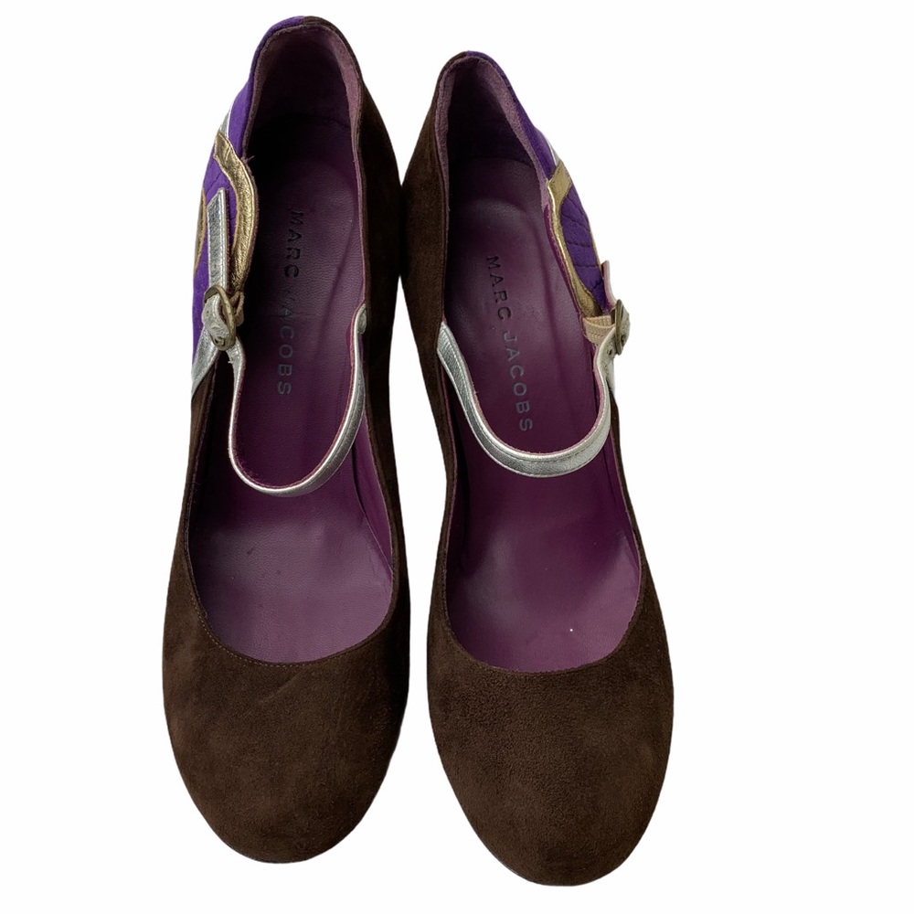 Marc Jacobs Purple Suede Mod Maryjane Wedge Heels - Picture 6 of 11